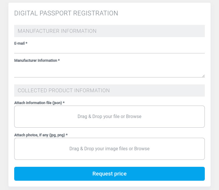Digital passport registration applying form